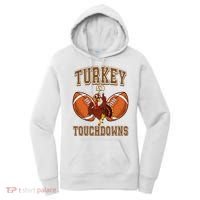 Turkey And Touchdowns Thanksgiving Football Women's Hoodie thumb 0