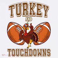 Turkey And Touchdowns Thanksgiving Football Women's Hoodie thumb 2