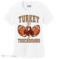 Turkey And Touchdowns Thanksgiving Football Women's Cooling Performance Crew T-Shirt thumb 0