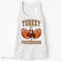 Turkey And Touchdowns Thanksgiving Football Women's Tank Top thumb 0