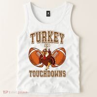 Turkey And Touchdowns Thanksgiving Football Tank Top thumb 2