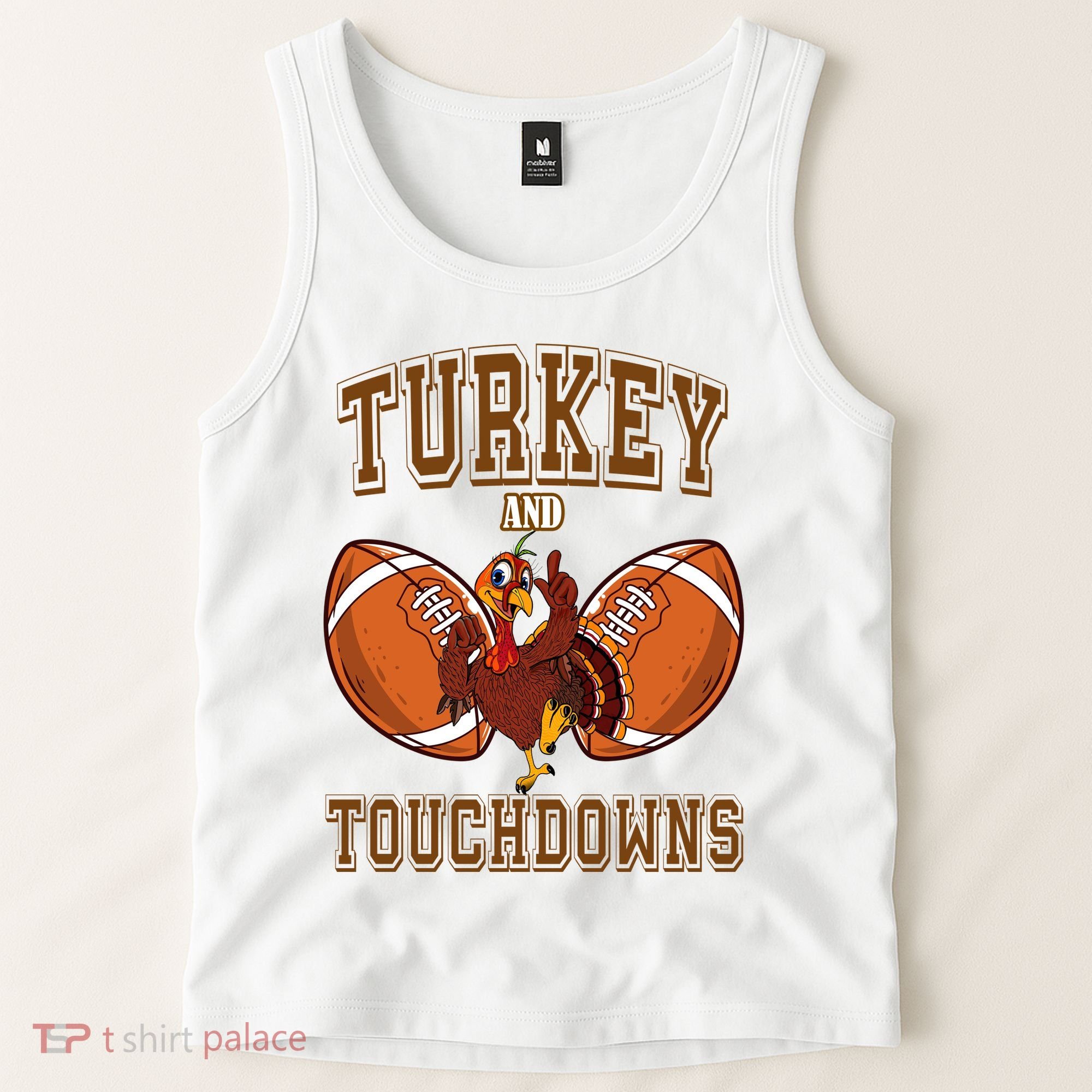 Turkey And Touchdowns Thanksgiving Football Tank Top