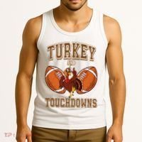 Turkey And Touchdowns Thanksgiving Football Tank Top thumb 3
