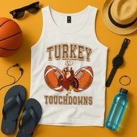 Turkey And Touchdowns Thanksgiving Football Tank Top thumb 4