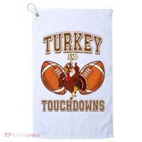 Turkey And Touchdowns Thanksgiving Football Golf Towel thumb 0