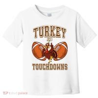 Turkey And Touchdowns Thanksgiving Football Toddler T-Shirt thumb 0