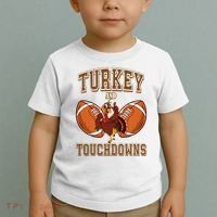 Turkey And Touchdowns Thanksgiving Football Toddler T-Shirt thumb 2