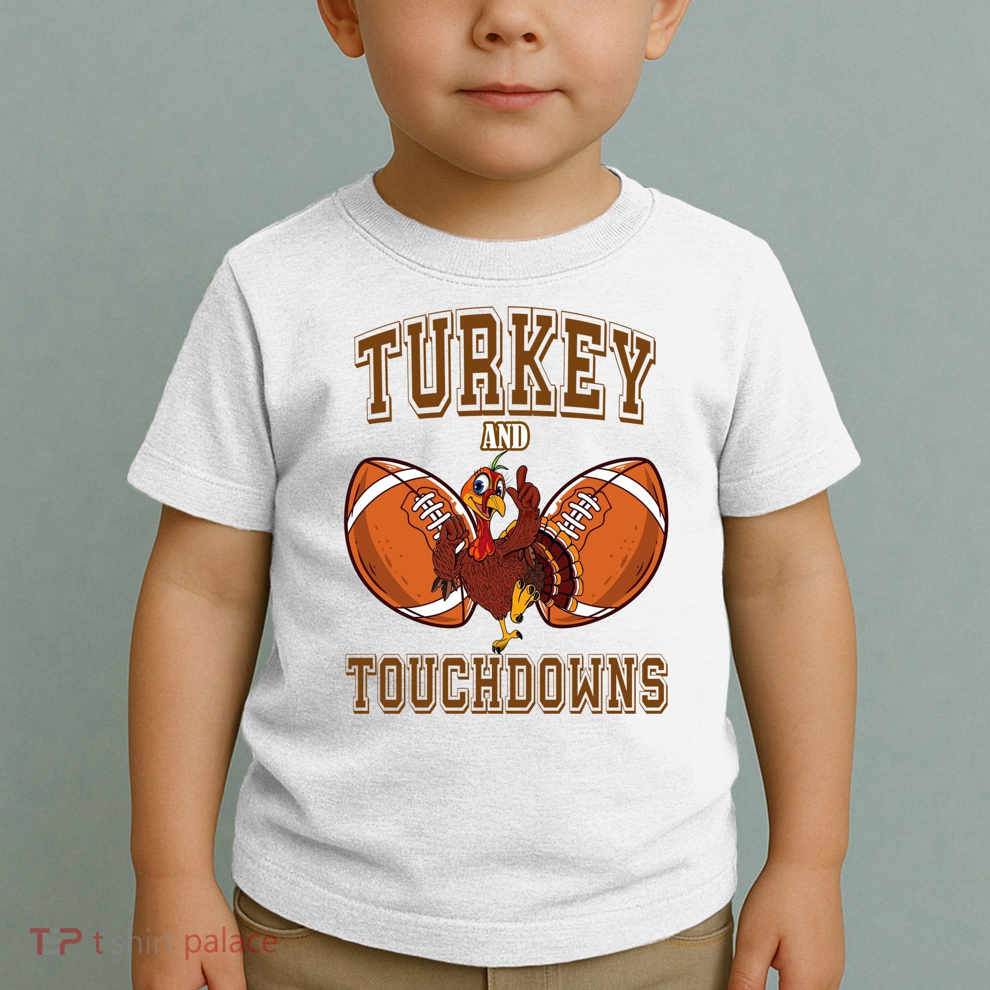 Turkey And Touchdowns Thanksgiving Football Toddler T-Shirt