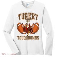 Turkey And Touchdowns Thanksgiving Football Women's Long Sleeve Shirt thumb 0
