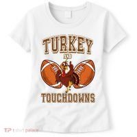 Turkey And Touchdowns Thanksgiving Football Women's T-Shirt thumb 0