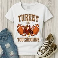Turkey And Touchdowns Thanksgiving Football Women's T-Shirt thumb 3