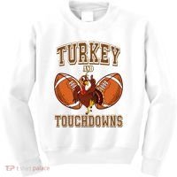 Turkey And Touchdowns Thanksgiving Football Kids Sweatshirt thumb 0