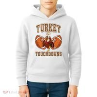 Turkey And Touchdowns Thanksgiving Football Kids Hoodie thumb 4