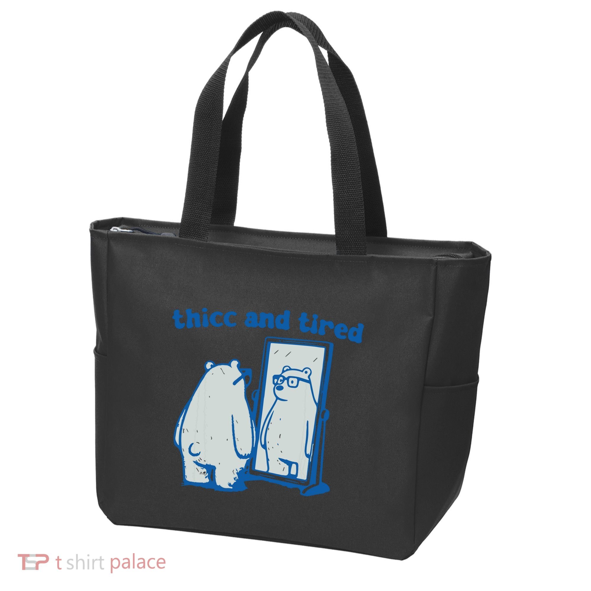 Thicc And Tired Bear Tote Bag