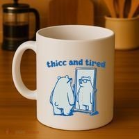 Thicc And Tired Bear Coffee Mug thumb 4