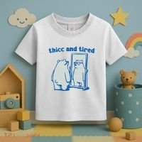 Thicc And Tired Bear Toddler T-Shirt thumb 3