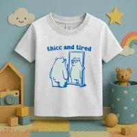 Thicc And Tired Bear Toddler T-Shirt thumb 3