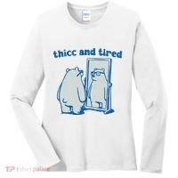 Thicc And Tired Bear Women's Long Sleeve Shirt thumb 0