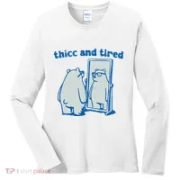 Thicc And Tired Bear Women's Long Sleeve Shirt thumb 0