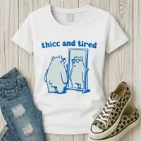 Thicc And Tired Bear Women's T-Shirt thumb 3
