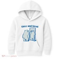Thicc And Tired Bear Kids Hoodie thumb 0