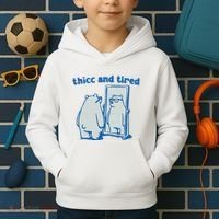 Thicc And Tired Bear Kids Hoodie thumb 2