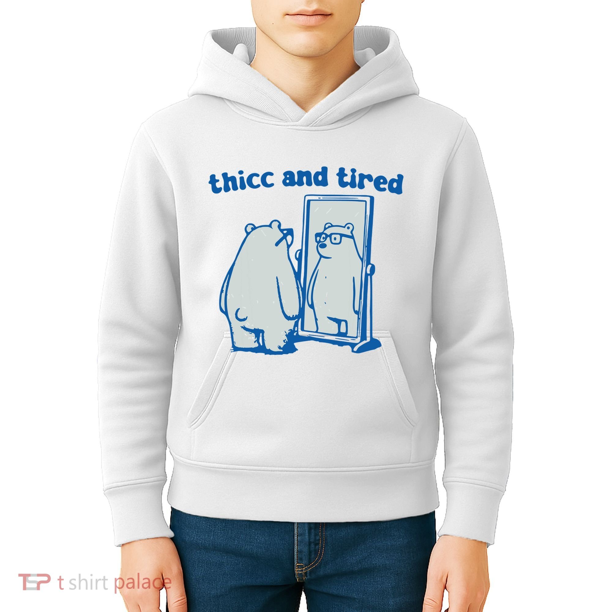 Thicc And Tired Bear Kids Hoodie