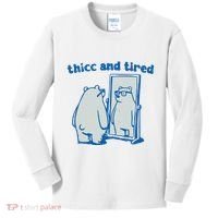 Thicc And Tired Bear Kids Long Sleeve Shirt thumb 0