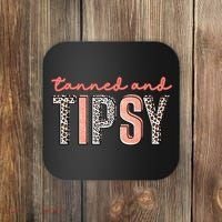 Tanned And Tipsy Summer Funny Beach Taned And Tipsy Summer Tip Coaster thumb 0