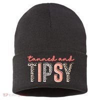 Tanned And Tipsy Summer Funny Beach Taned And Tipsy Summer Tip Sustainable Knit Beanie thumb 0