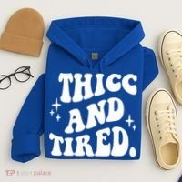 Thicc And Tired Funny Saying Groovy Hoodie thumb 4