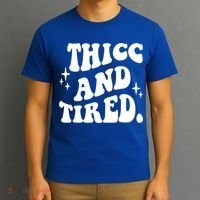 Thicc And Tired Funny Saying Groovy T-Shirt thumb 3