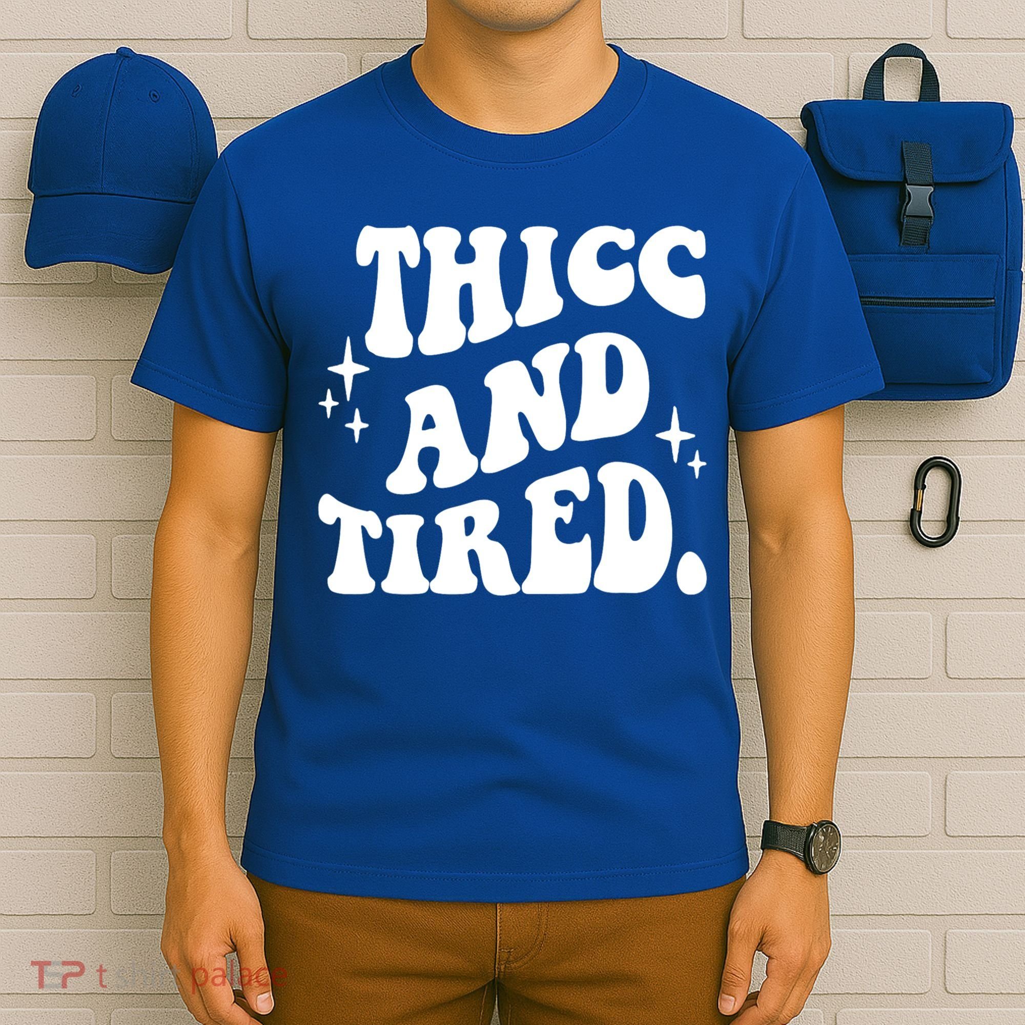 Thicc And Tired Funny Saying Groovy T-Shirt