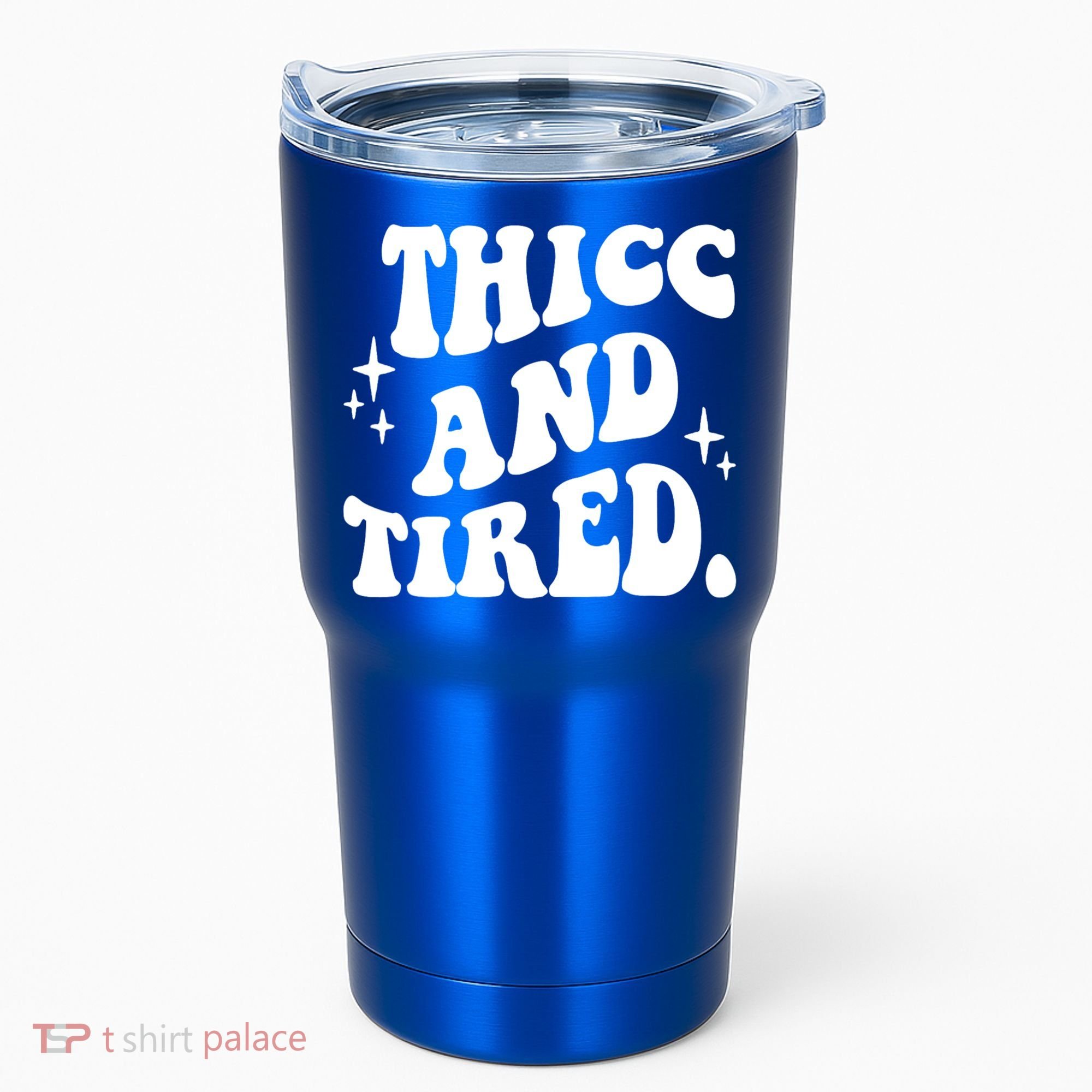 Thicc And Tired Funny Saying Groovy Tumbler