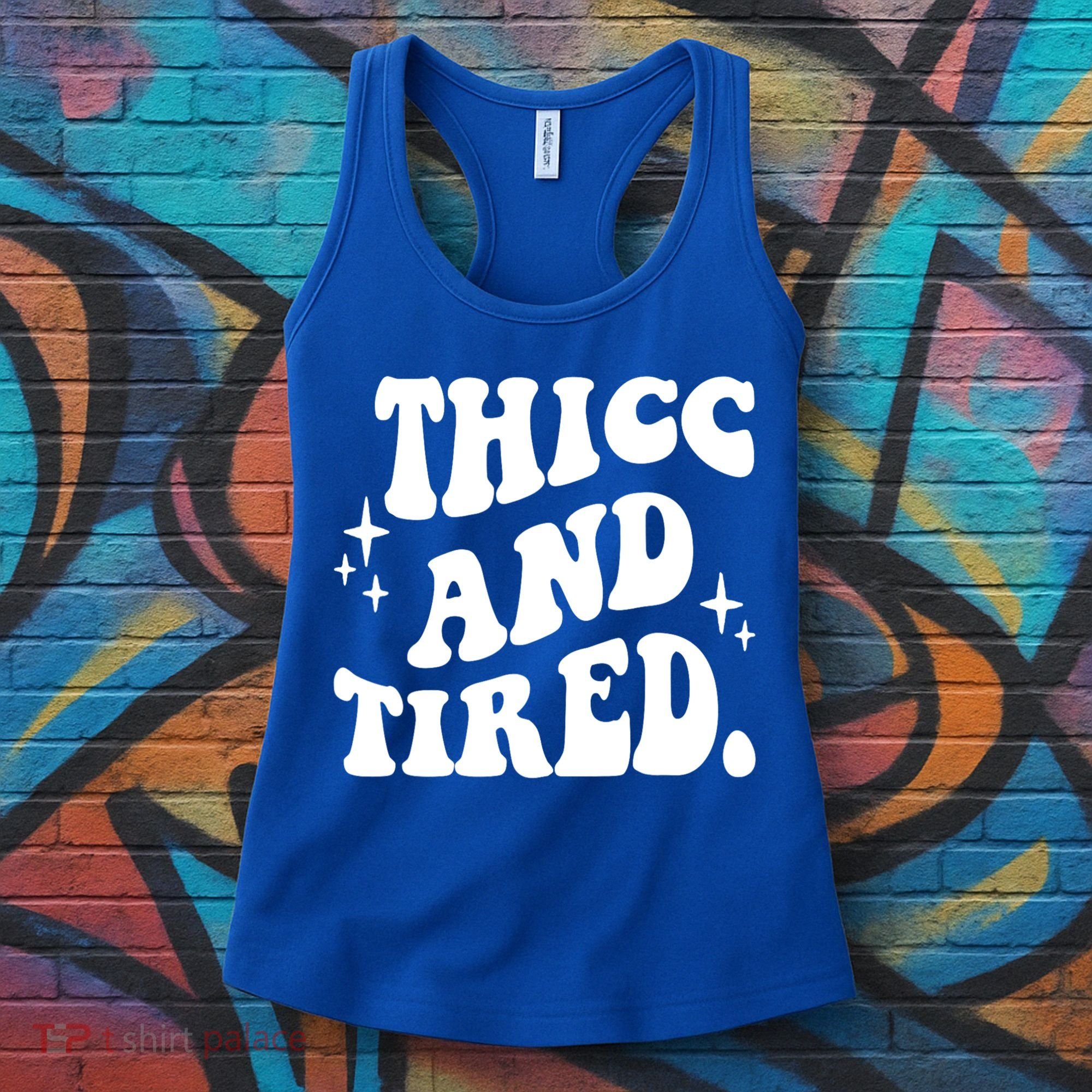 Thicc And Tired Funny Saying Groovy Women's Tank Top