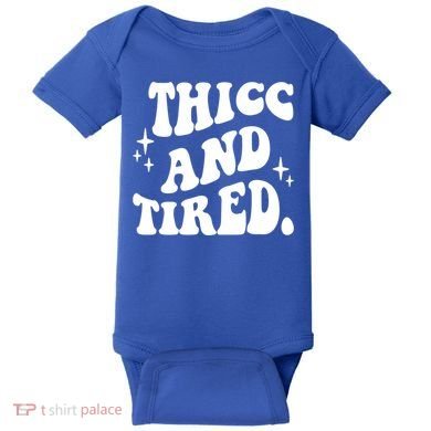 Thicc And Tired Funny Saying Groovy Baby Bodysuit