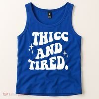 Thicc And Tired Funny Saying Groovy Tank Top thumb 2