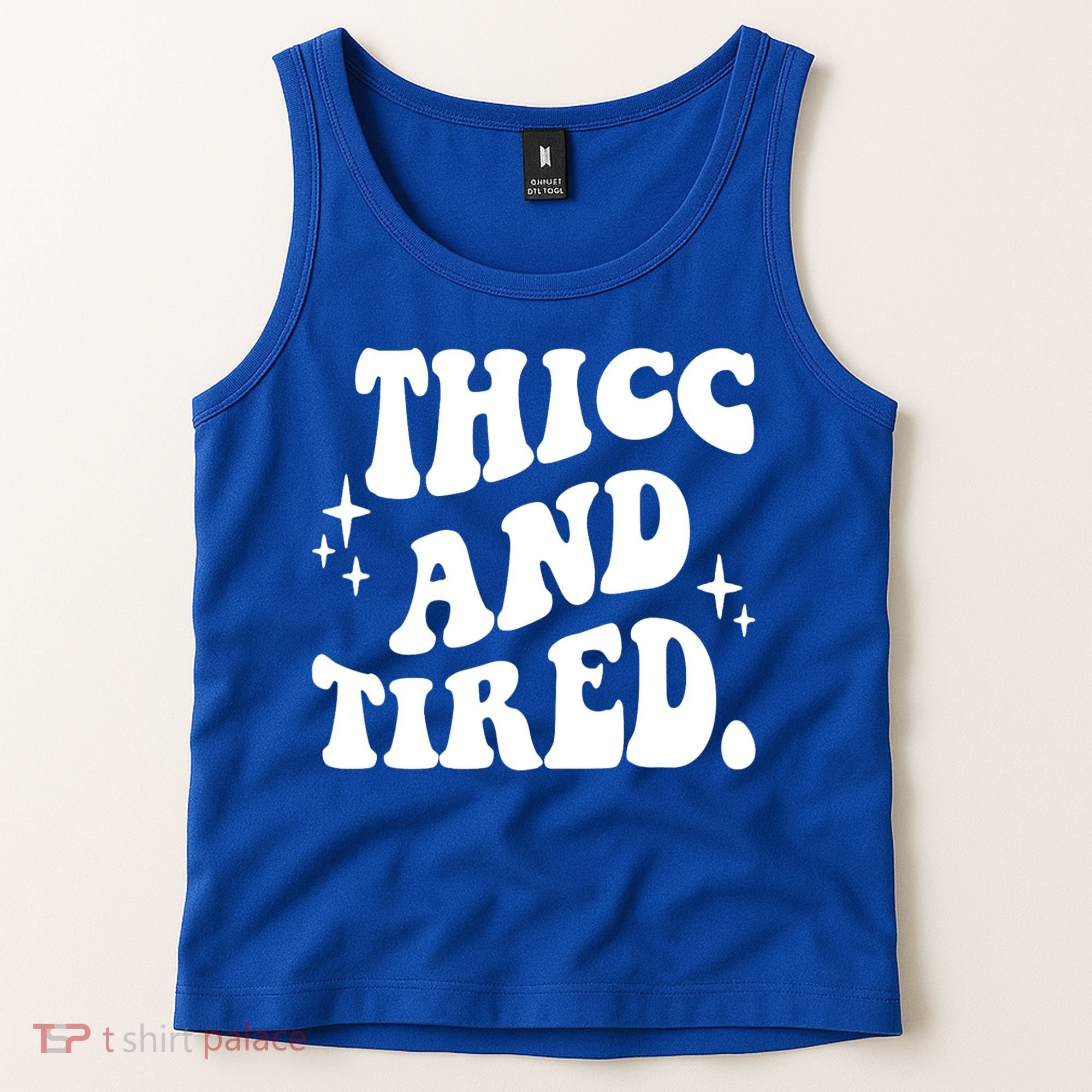 Thicc And Tired Funny Saying Groovy Tank Top