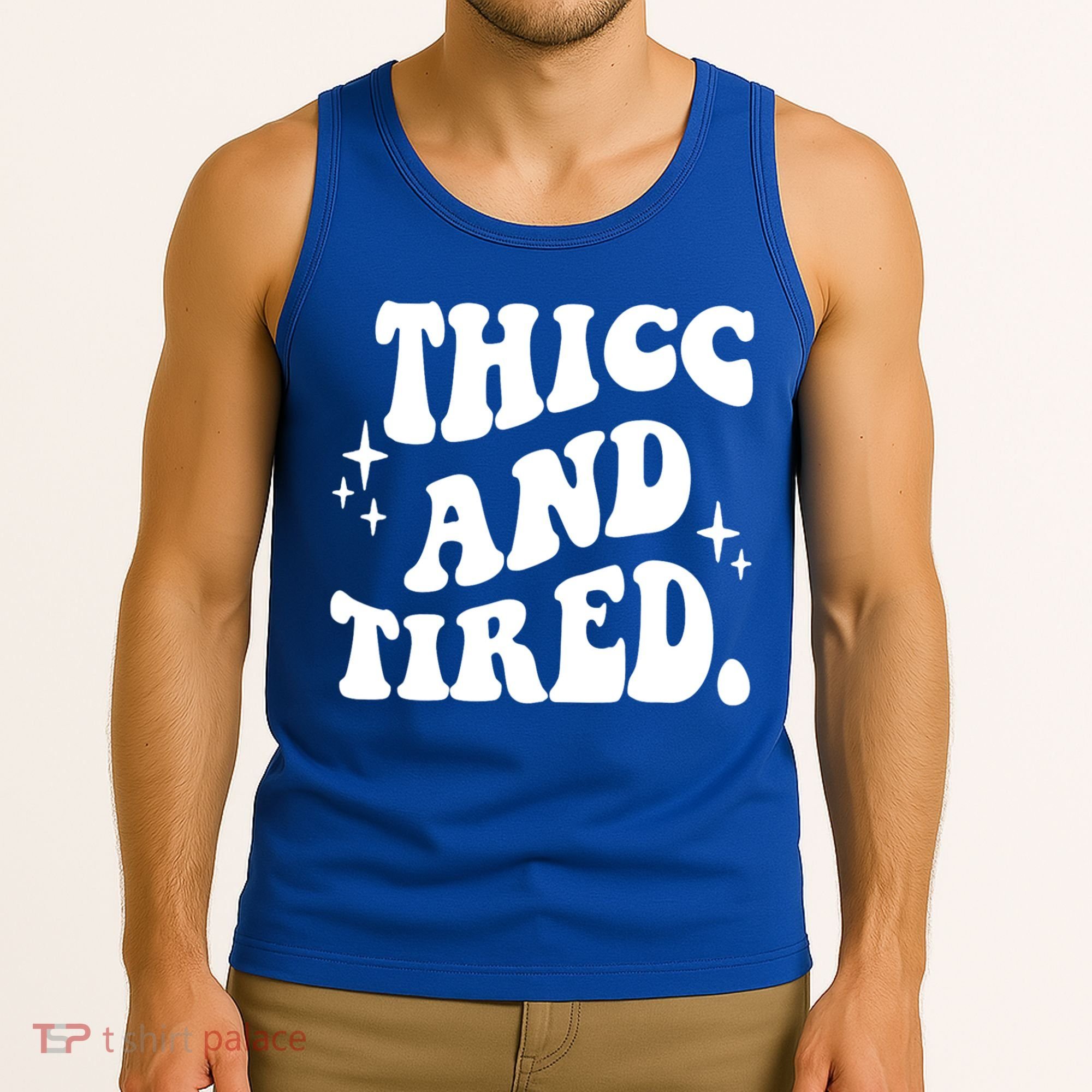 Thicc And Tired Funny Saying Groovy Tank Top
