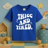 Thicc And Tired Funny Saying Groovy Toddler T-Shirt thumb 3