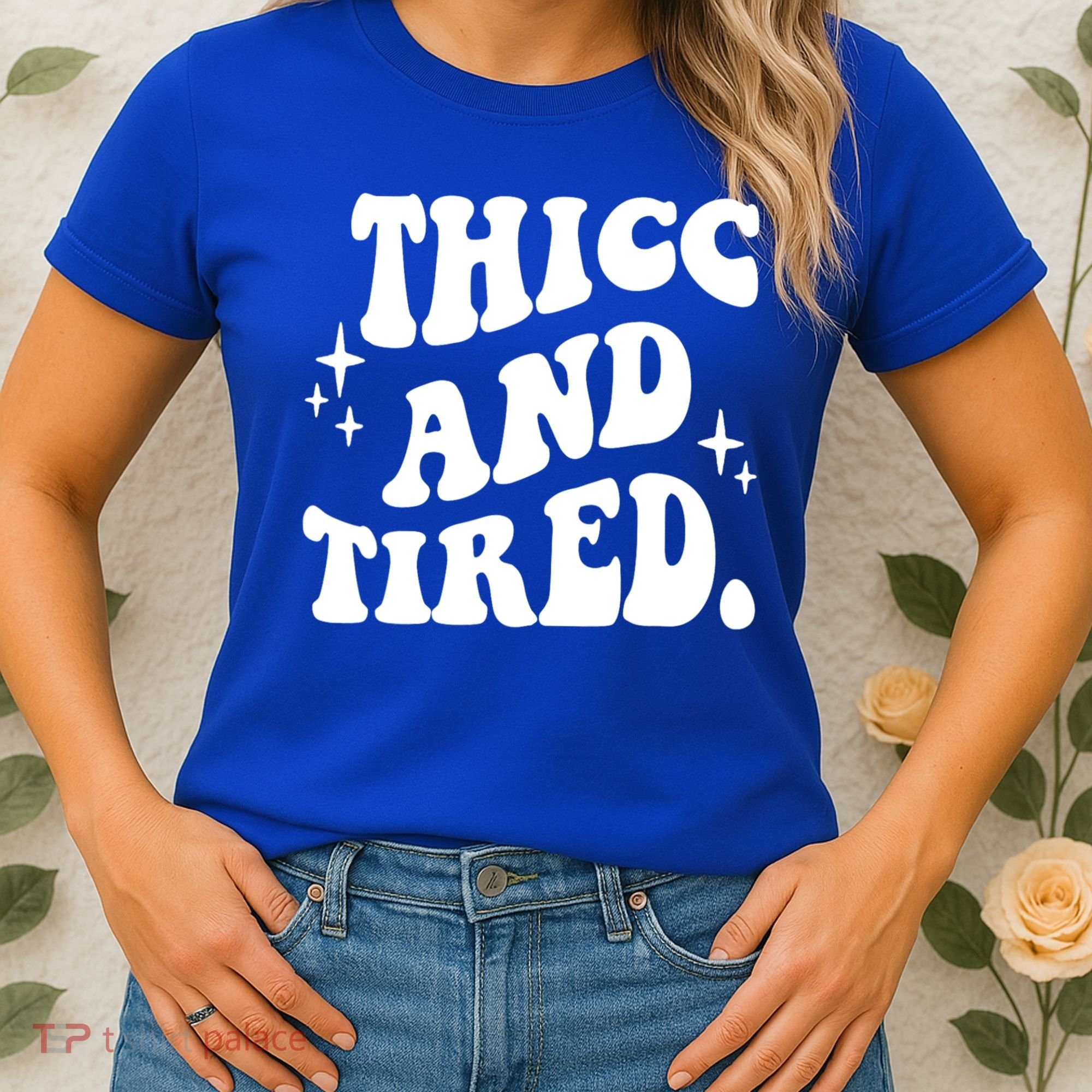 Thicc And Tired Funny Saying Groovy Women's T-Shirt