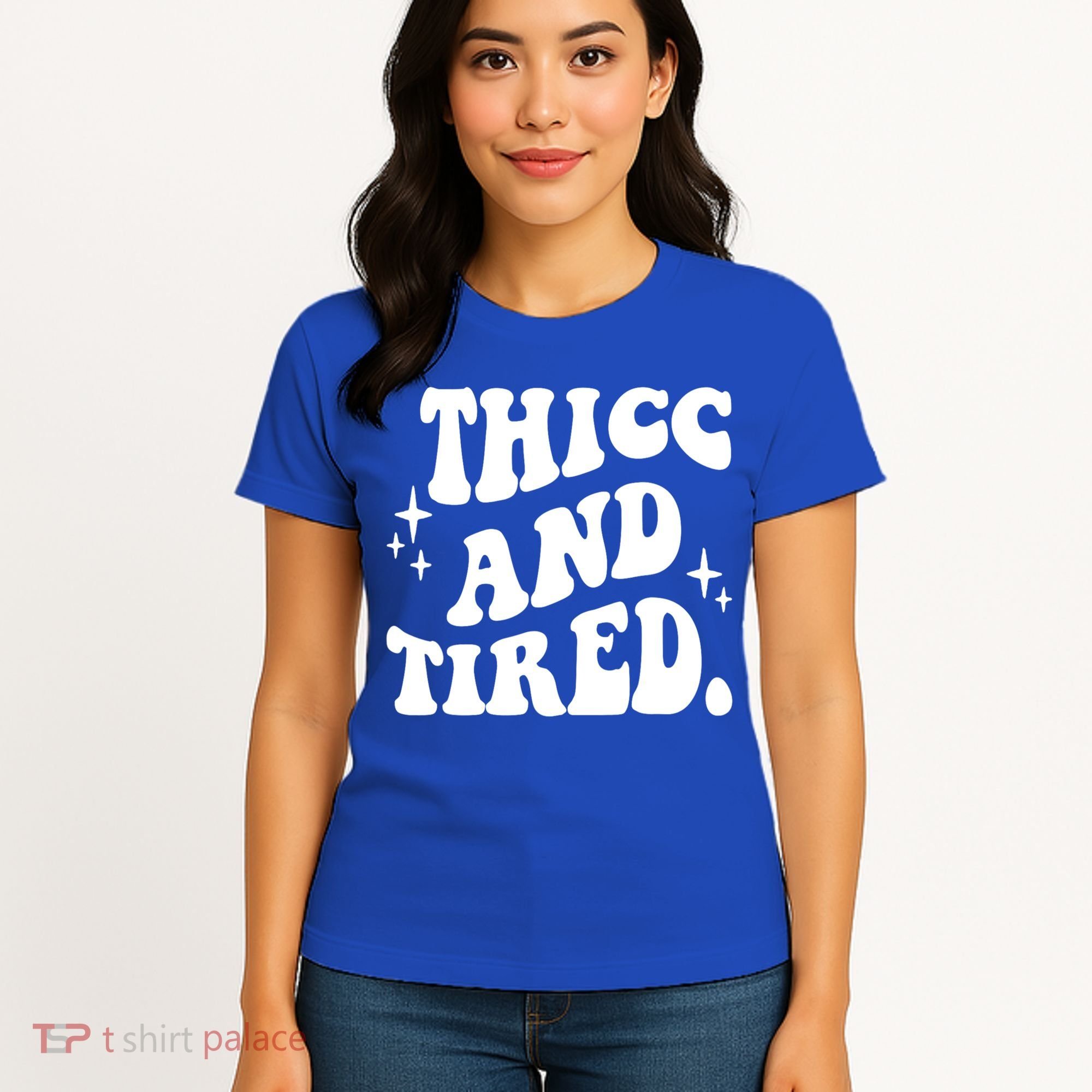 Thicc And Tired Funny Saying Groovy Women's T-Shirt