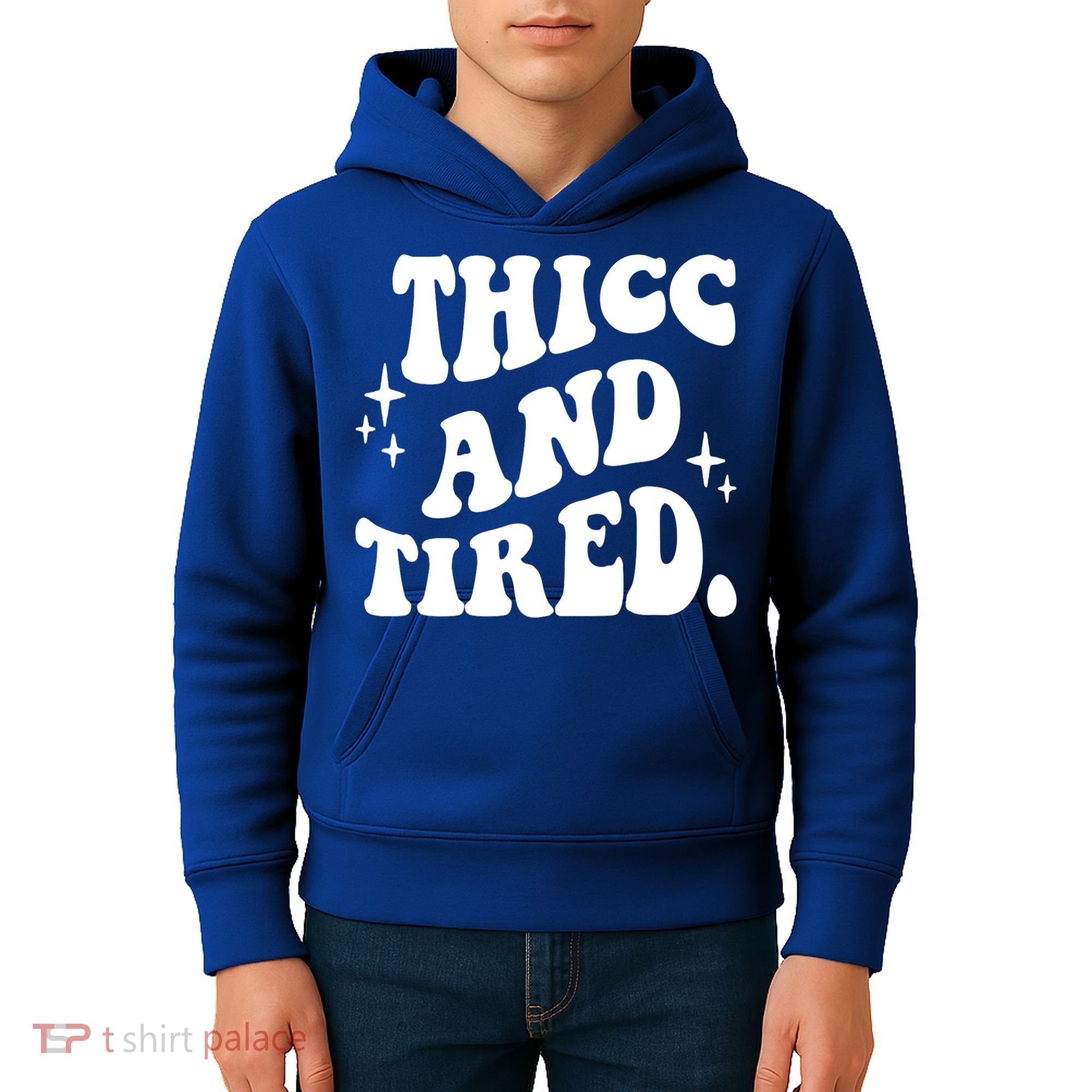 Thicc And Tired Funny Saying Groovy Kids Hoodie