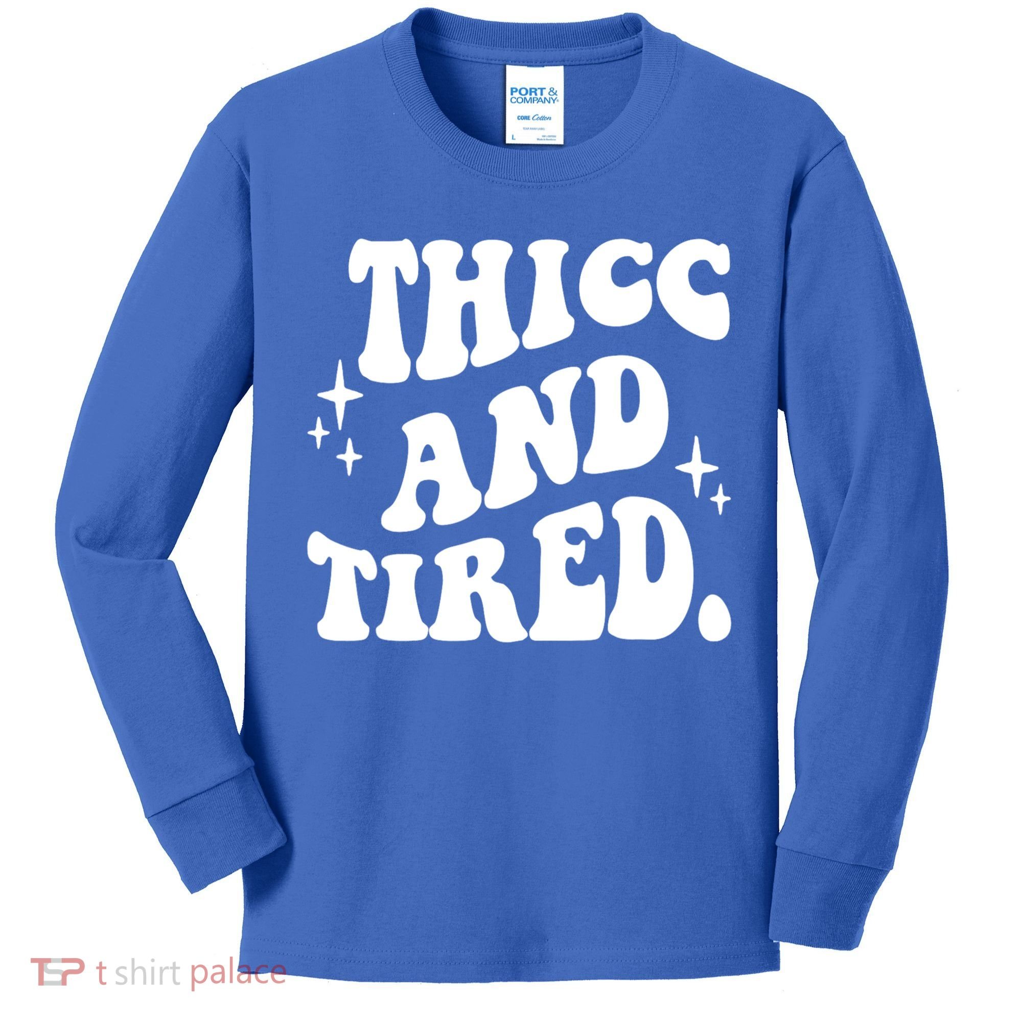 Thicc And Tired Funny Saying Groovy Kids Long Sleeve Shirt