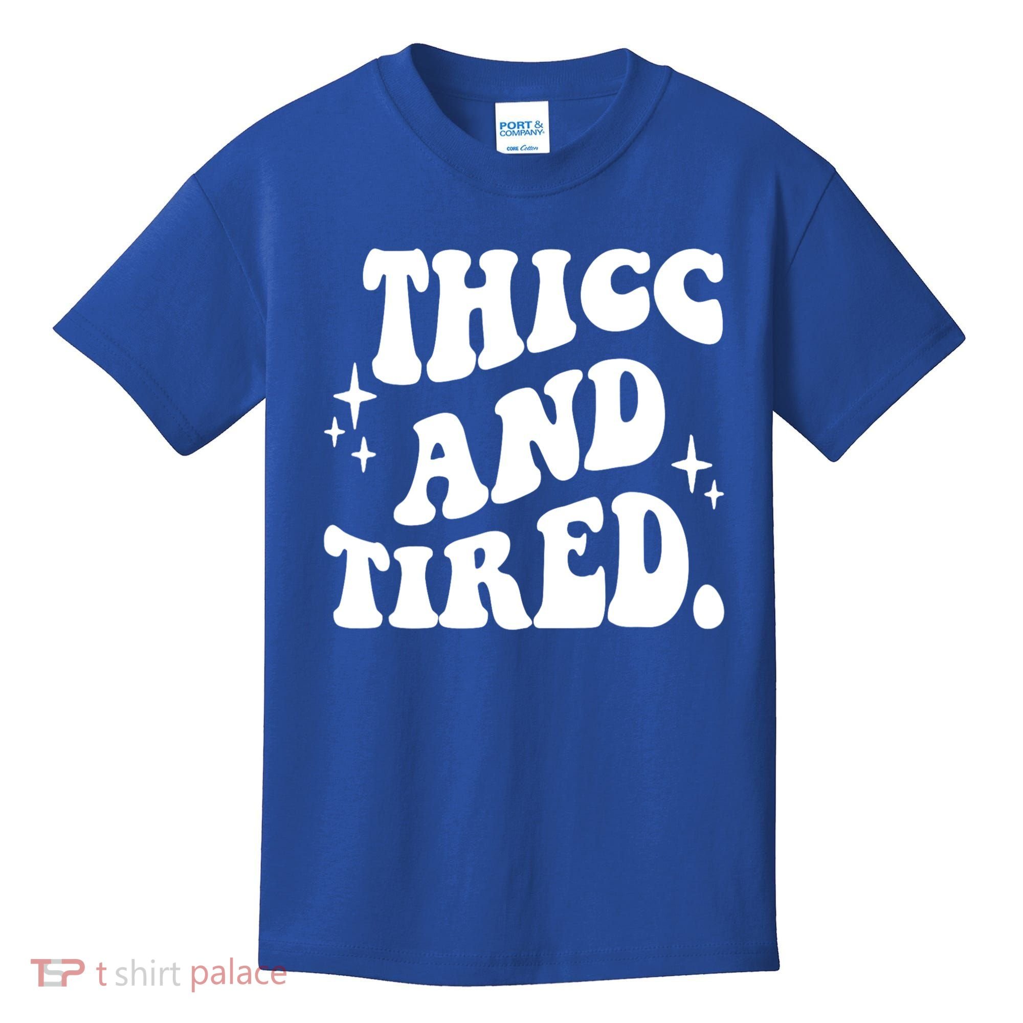 Thicc And Tired Funny Saying Groovy Kids T-Shirt
