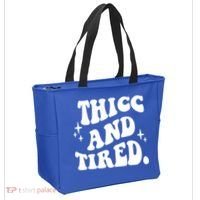 Thicc And Tired Funny Saying Groovy Tote Bag thumb 2