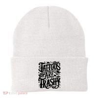 Tattoos Are Trashy Funny Sarcastic Anti Tattoo Beanie thumb 0