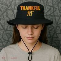 Thankful AF Turkey Trot Gift Funny Thanksgiving Bucket Hat thumb 3
