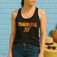 Thankful AF Turkey Trot Gift Funny Thanksgiving Women's Tank Top thumb 2