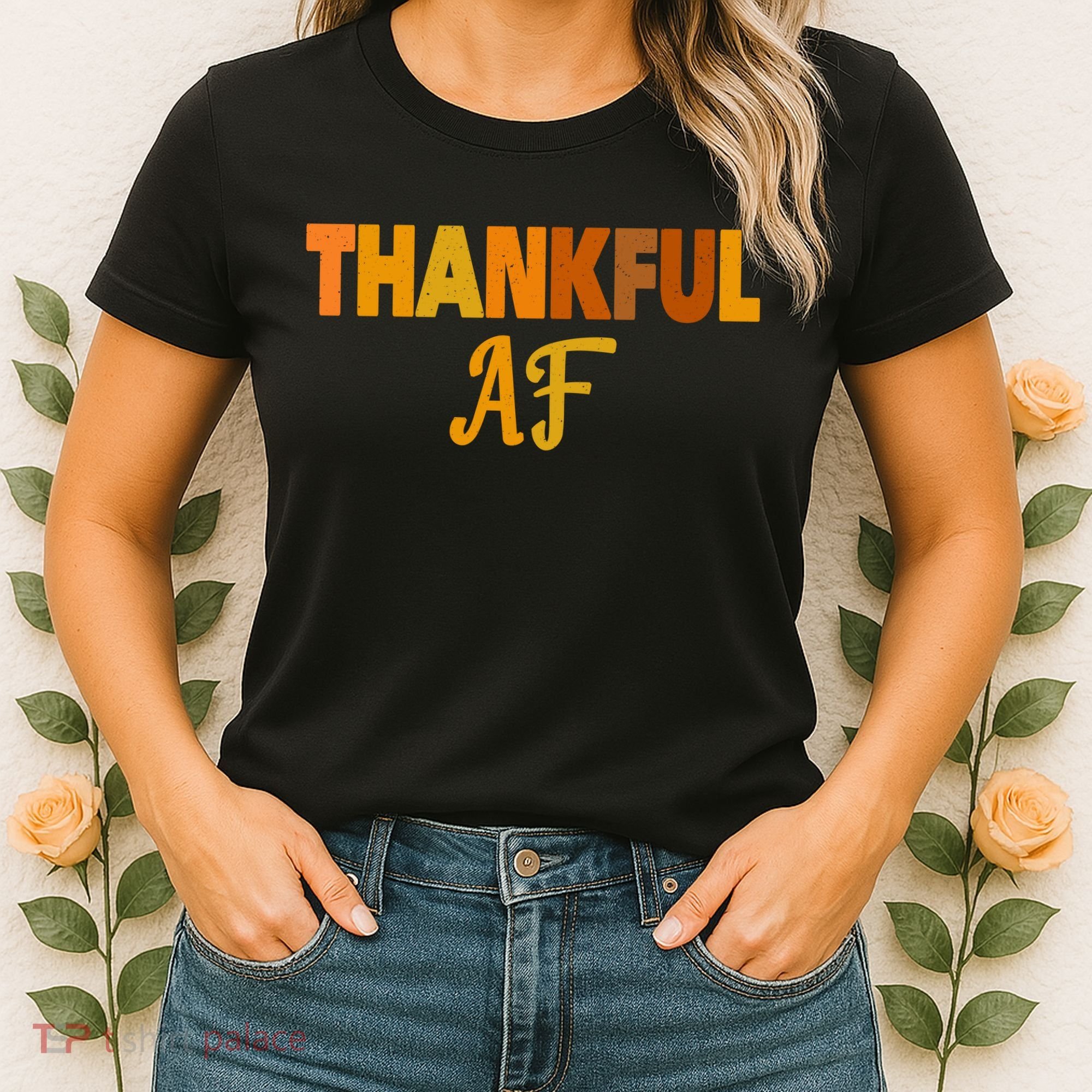 Thankful AF Turkey Trot Gift Funny Thanksgiving Women's T-Shirt